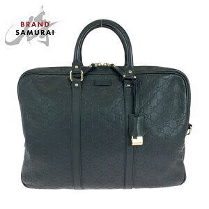 GUCCI Guccissima black leather handbag business bag